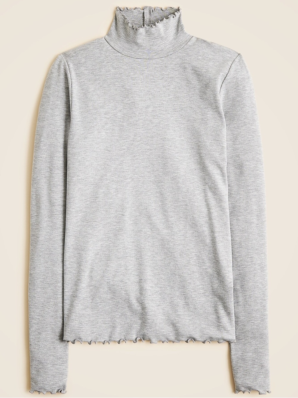 NWOT J. Crew Grey Refined Rib Lettuce Trim Turtleneck